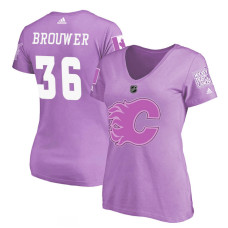 Women's Calgary Flames Purple Troy Brouwer #36 Hockey Fights Cancer T-shirt