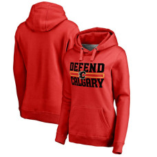 Women's Calgary Flames Red Defend City Hometown Pullover Hoodie