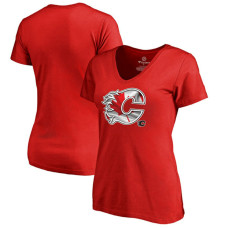 Women's Calgary Flames Red Slim-Fit V-Neck Mother's Day Gift Canada Wave T-shirt