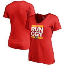 Women's Calgary Flames Red RUN-CTY V-Neck T-shirt