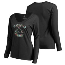 Women's Vancouver Canucks Fanatics Branded Long Sleeve V-Neck T-shirt Black