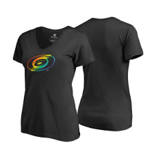 Women's Carolina Hurricanes Black Rainbow Pride V-neck T-shirt