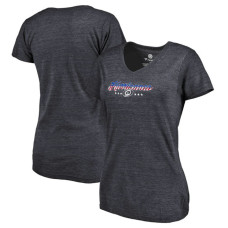 Women's Carolina Hurricanes Navy Slim-Fit V-Neck Mother's Day Gift Spangled Script T-shirt