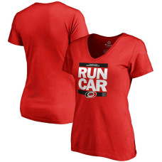 Women's Carolina Hurricanes Red RUN-CTY V-Neck T-shirt