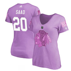 Women's Chicago Blackhawks Purple Brandon Saad #20 Hockey Fights Cancer T-shirt