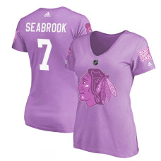 Women's Chicago Blackhawks Purple Brent Seabrook #7 Hockey Fights Cancer T-shirt