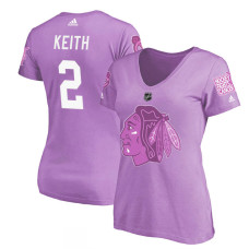 Women's Chicago Blackhawks Purple Duncan Keith #2 Hockey Fights Cancer T-shirt