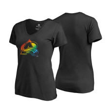 Women's Colorado Avalanche Black Rainbow Pride V-neck T-shirt