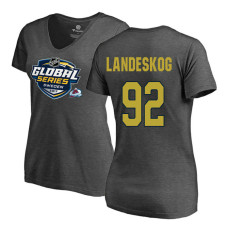 Women's Colorado Avalanche Gray Gabriel Landeskog #92 2017 Global Series T-shirt