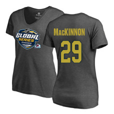 Women's Colorado Avalanche Gray Nathan MacKinnon #29 2017 Global Series T-shirt