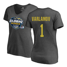 Women's Colorado Avalanche Gray Semyon Varlamov #1 2017 Global Series T-shirt