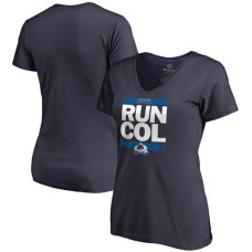 Women's Colorado Avalanche Navy RUN-CTY V-Neck T-shirt