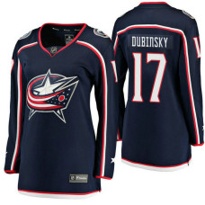 Women's #17 Brandon Dubinsky Navy Breakaway Player Jersey Columbus Blue Jackets