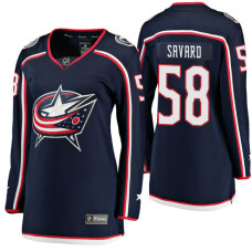 Women's #58 David Savard Navy Breakaway Player Jersey Columbus Blue Jackets