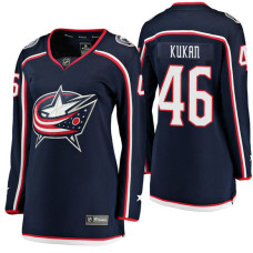 Women's #46 Dean Kukan Navy Breakaway Player Jersey Columbus Blue Jackets