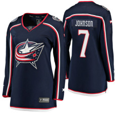 Women's #7 Jack Johnson Navy Breakaway Player Jersey Columbus Blue Jackets