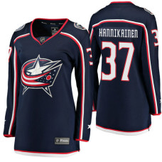 Women's #37 Markus Hannikainen Navy Breakaway Player Jersey Columbus Blue Jackets