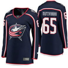 Women's #65 Markus Nutivaara Navy Breakaway Player Jersey Columbus Blue Jackets