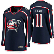 Women's #11 Matt Calvert Navy Breakaway Player Jersey Columbus Blue Jackets