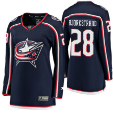 Women's #28 Oliver Bjorkstrand Navy Breakaway Player Jersey Columbus Blue Jackets