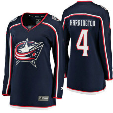 Women's #4 Scott Harrington Navy Breakaway Player Jersey Columbus Blue Jackets