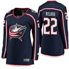 Women's #22 Sonny Milano Navy Breakaway Player Jersey Columbus Blue Jackets