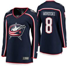 Women's #8 Zach Werenski Navy Breakaway Player Jersey Columbus Blue Jackets