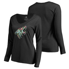 Women's Arizona Coyotes Fanatics Branded Long Sleeve V-Neck T-shirt Black