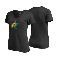 Women's Dallas Stars Black Rainbow Pride V-neck T-shirt