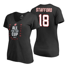 Women's New Jersey Devils #18 Drew Stafford 2018 Stanley Cup Playoffs Black T-Shirt