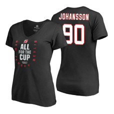 Women's New Jersey Devils #90 Marcus Johansson 2018 Stanley Cup Playoffs Black T-Shirt