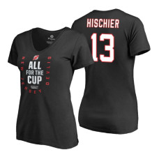 Women's New Jersey Devils #13 Nico Hischier 2018 Stanley Cup Playoffs Black T-Shirt