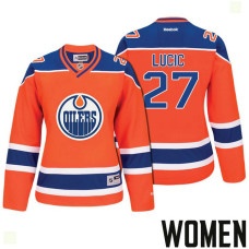 Women's Edmonton Oilers #27 Milan Lucic Orange 2017 Stanley Cup Playoffs Participant Jersey