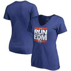 Women's Edmonton Oilers Royal RUN-CTY V-Neck T-shirt