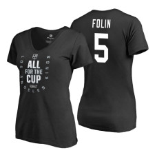 Women's Los Angeles Kings #5 Christian Folin 2018 Stanley Cup Playoffs Black T-Shirt