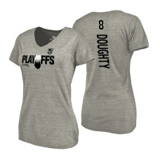 Women's Los Angeles Kings #8 Drew Doughty 2018 Stanley Cup Playoffs Gray T-Shirt