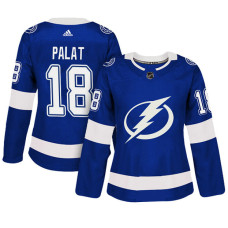 Women's Tampa Bay Lightning #18 Ondrej Palat Blue Adizero Player Home Jersey 2022 Stanley Cup Finals Patch