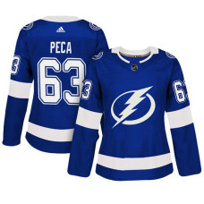 Women's Tampa Bay Lightning #63 Matthew Peca Blue Adizero Player Home Jersey 2022 Stanley Cup Finals Patch