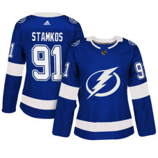 Women's Tampa Bay Lightning #91 Steven Stamkos Blue Adizero Player Home Jersey 2022 Stanley Cup Finals Patch