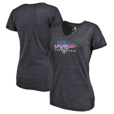 Women's Los Angeles Kings Navy Slim-Fit V-Neck Mother's Day Gift Spangled Script T-shirt