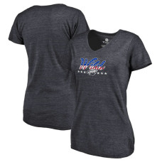 Women's Minnesota Wild Navy Slim-Fit V-Neck Mother's Day Gift Spangled Script T-shirt