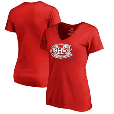 Women's Montreal Canadiens Red Slim-Fit V-Neck Mother's Day Gift Canada Wave T-shirt