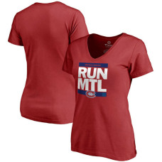 Women's Montreal Canadiens Red RUN-CTY V-Neck T-shirt