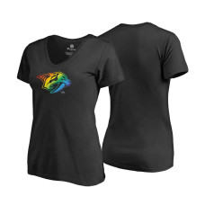 Women's Nashville Predators Black Rainbow Pride V-neck T-shirt