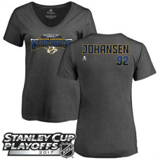 Women's Nashville Predators Gray Ryan Johansen #92 T-shirt 2017 Stanley Cup Playoff Western Champions