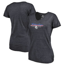 Women's New York Islanders Navy Slim-Fit V-Neck Mother's Day Gift Spangled Script T-shirt