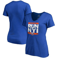 Women's New York Islanders Royal RUN-CTY V-Neck T-shirt