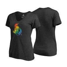 Women's Ottawa Senators Black Rainbow Pride V-neck T-shirt