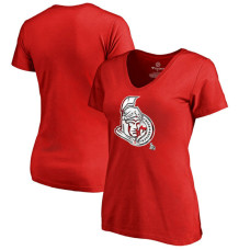 Women's Ottawa Senators Red Slim-Fit V-Neck Mother's Day Gift Canada Wave T-shirt