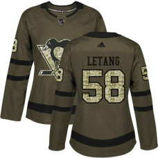 Women's Kris Letang Pittsburgh Penguins #58 Green Salute To Service New Season Jersey